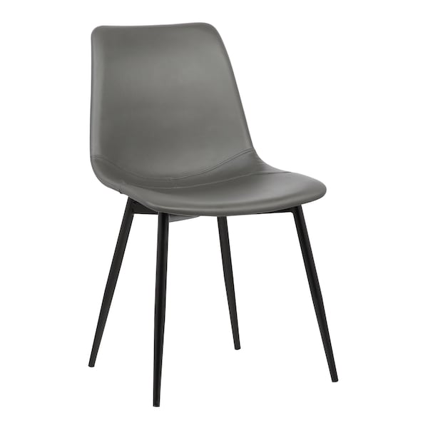 Armen Living Monte Contemporary Dining Chair in Gray Faux Leather with Black Metal Legs LCMOCHGREY - main